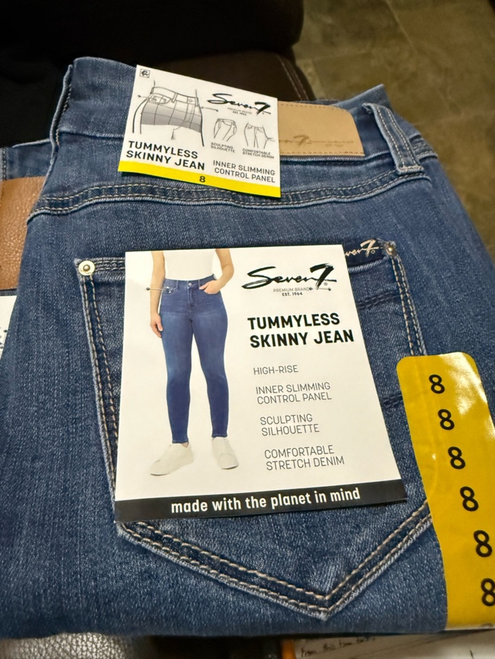 Seven7 Women's Blue High-Rise Skinny Jeans - Medium Wash - Picture 4 of 5